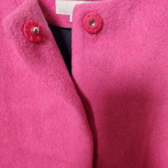 Boden Wool Mohair Imelda Coat Long Pale Pink Hidden Snap Closure Lined Sz Med 8 - Picture 4 of 12